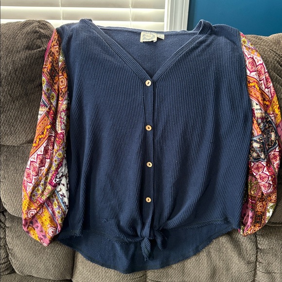 Blue Rain Navy Knit Top - Picture 1 of 2